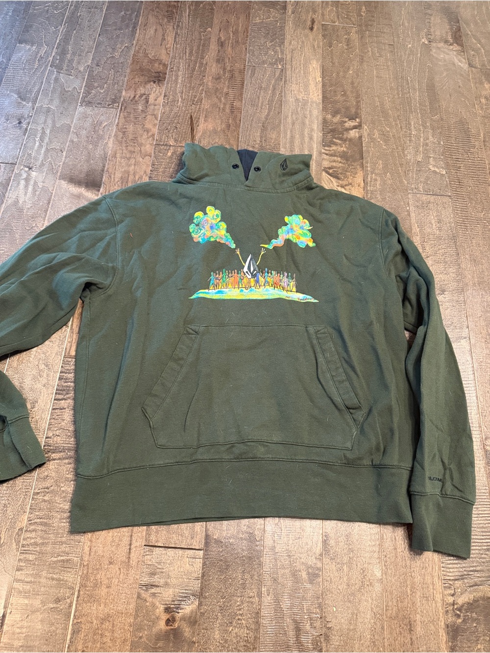 Volcom Black Hooded Jacket with Forest Green Lining